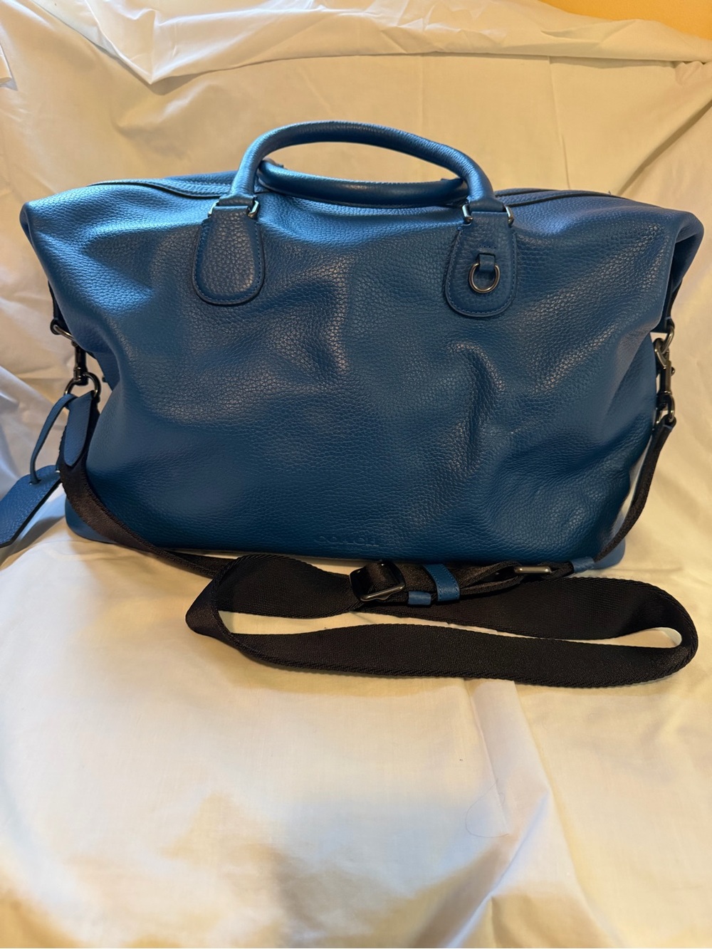 Coach Explorer Bag in Blue Pebbled Leather Travel Duffel Bag